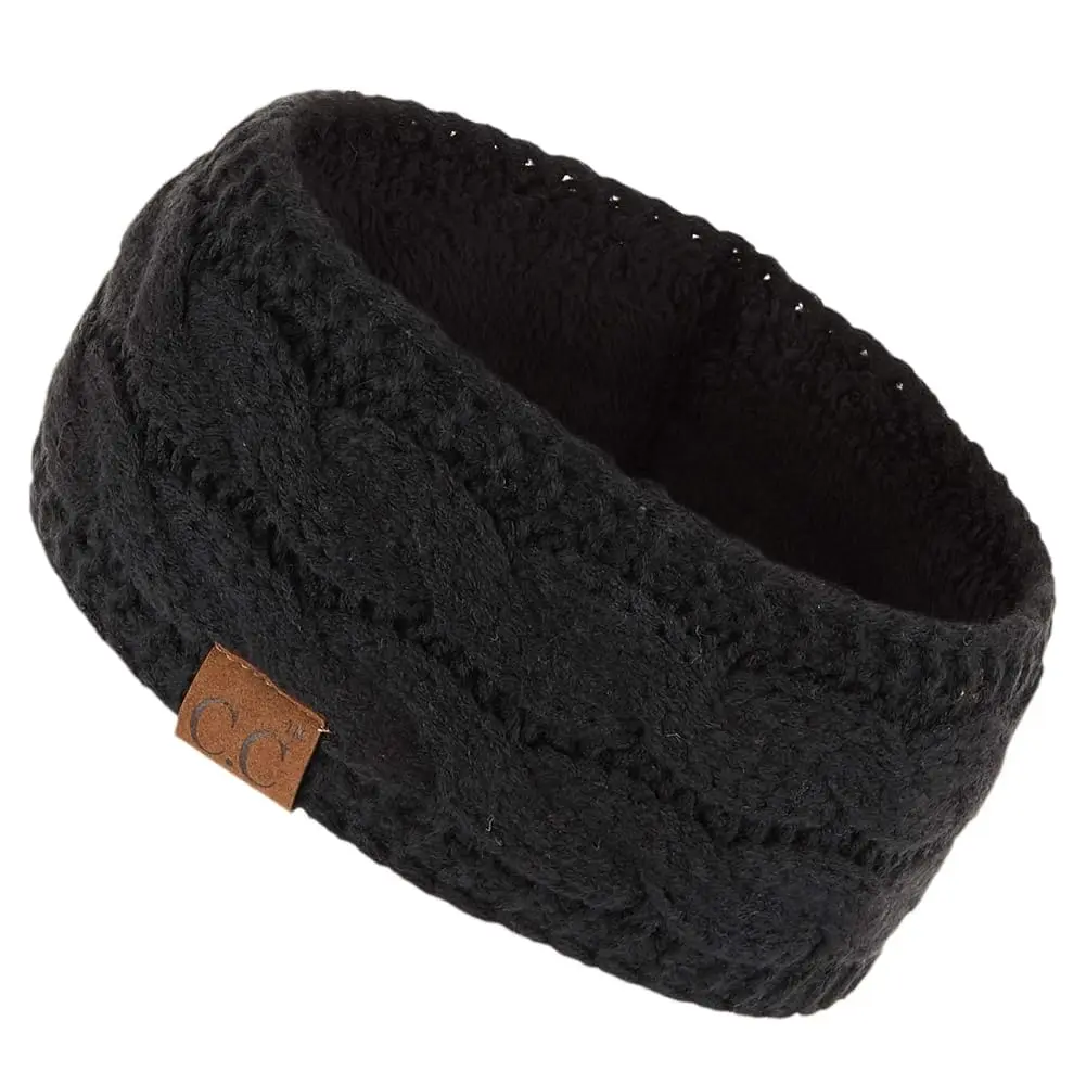 Ccbeanie Winter Fuzzy Fleece Lined Knitted Headband Earwarmer for Cold Weather
