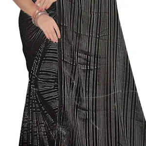 Zikzak Georgette Saree with Elegant Tassels - Traditional Lightweight Dress for Women