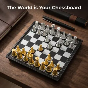 Mini Magnetic Chess Board Game, 1 Count Portable Folding International Chess, Educational Toy, Birthday Festival Party Gift, Game Accessory, Family Tabletop Strategy Board Game-MM1