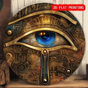 Aluminum Egyptian Hieroglyphics Wall Art Decorative Artwork Vintage Gold Blue Design Home Decor Perfect Gift for History Enthusiasts