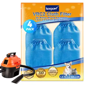 KEEPOW VRC2 Cloth Filter Compatible with Armor All Shop Vac AA155 AA256 AA255, Also Compatible with Vacmaster 1.5 to 3.2 Gallon Wet/Dry Vacuums