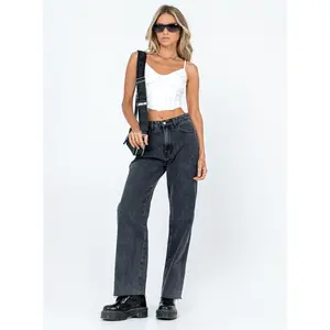 Arlington High Rise Straight Leg Denim Jeans Black
