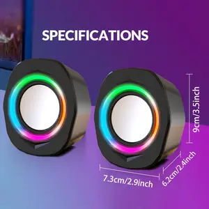 2.0 Stereo Computer Speaker Set, 2.0 with Bass Cannon, 3.5mm Audio,USB Powered,  Suitable for Gaming PC, Laptop, Home Theater, TV, Smartphone, Button Control Desktop Speaker System,Bass Boost, Multi-Device Support ,Non-Waterproof,