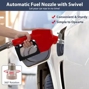 Automatic Fuel Injector Nozzle – 3/4" NPT Inlet, 13/16" Spout, 16 GPM, Auto Shut-Off, Ergonomic Aluminum & PVC Handle, 360° Swivel, Compatible with Gasoline, Fuel Injector, Biodiesel, Kerosene – Professional Fuel Transfer