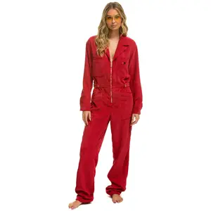 UNISEX CORDUROY FLIGHT SUIT - CHERRY