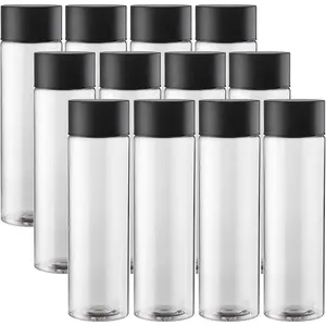 12-pack Bulk Empty Plastic Juice Bottles Reusable Water Bottles to work great as Sensory Bottles and Smoothie Bottles with Black Lids Great for Sensory Crafts and Calming Bottles 400ml