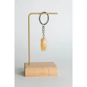 Raw Citrine Keychain, Natural Crystal Stone to Attract Wealth, Boost Creativity and Confidence for Business Success