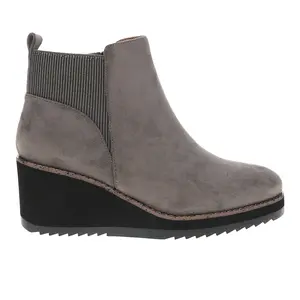 Corkys Womens Apple Sauced Side Zip Round Toe Pull On Casual Boots Mid Heel 2-3" - Grey