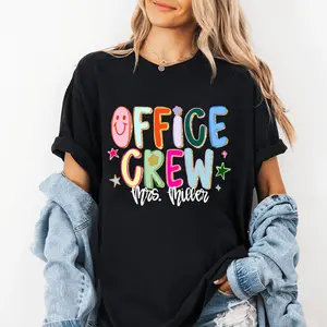 Custom  Office Crew Shirt Hand Drawn Funny T-Shirt Office Staff Tee Colorful Back To School Staff Team Appreciation Gift