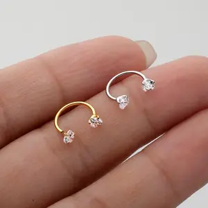 20G/18G 8mm Horseshoe Nose Hoop (Free Gem Picker Tool) Internally Threaded Gems Nose Ring
