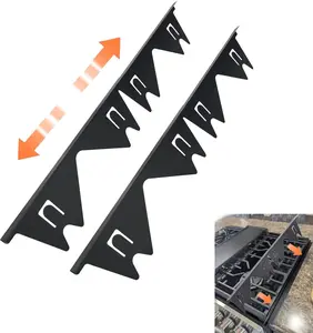 Retractable Black Stove Gap Covers (2 Pack) - Stainless Steel Gap Filler for Stove and Countertop, Heat Resistant Oven Side Guards, Adjustable Length 13.8" to 27.6", Easy to Clean