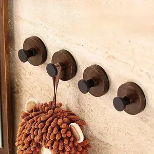4pcs/set Retro Suction Cup Hooks, Detachable No-Drill Waterproof Hooks for Door Back, Bathroom, Closet, Tile Walls