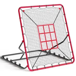 Red 4x4.5ft Baseball Rebounder, 9 Holes, Adjustable Angles, No Ball Chasing, Sports Training Equipment