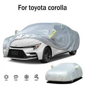 190T Car Cover, Car Body Cover with Reflective Strip, Sun Protection & Heat Insulation Car Cover, Universal Car Exterior Accessories for Toyota Corolla