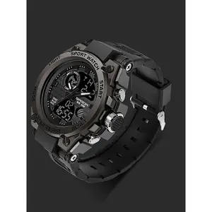 Men's Sportive Digital Watch, Fashionable Digital Watch with Luminous Dial & Alarm & Date Display Function, Waterproof Watch for Men, Quartz Waterproof Watch