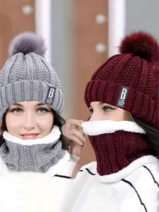Cozy Winter Hat and Scarf Set, Accessories Set for Men and Women, Thickened Plush Knit, Windproof and Cold-proof Design, Soft Warm Thermal, for Outdoor Leisure, Travel, Daily Streetwear, Black Flatbill Hat