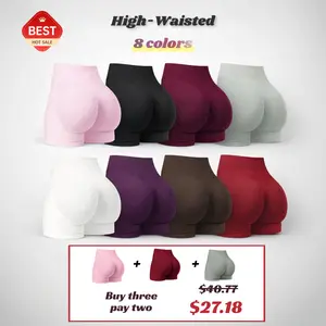 High-Waisted Yoga Shorts for Women Fitness Butt-Lifting Running Gym Shorts Elastic M-Shaped Booty Biker Shorts High-Waisted Design Elastic M-Shaped Perfect for Running and Gym 8 Color Options