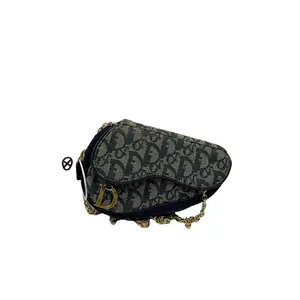 Pre-owned Dior Vintage Oblique Saddle Mini Chain Crossbody Bag/WJ04419619/9619