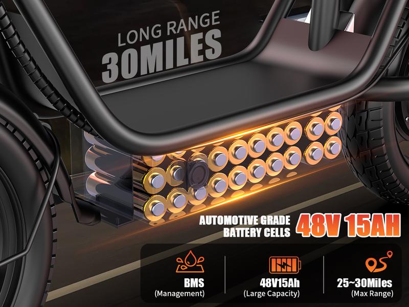 【VoltX】740W Lightweight Double Motor Electric Bike for Adults,20MPH,48V15A Removable Battery,40-45Miles Range,11 shock absorption,Dual-seat design Foldable Double-Suspension  14" Fat Tires 300 Lbs Load for Commuting & All-Terrain Riding，Free accessories