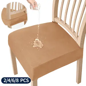 Easy-Going Waterproof Seat Covers for Dining Room Chairs Set of 2,4,6 Stretch Chair Seat Slipcovers Protector Removable and Washable Kitchen Dining Chair Covers
