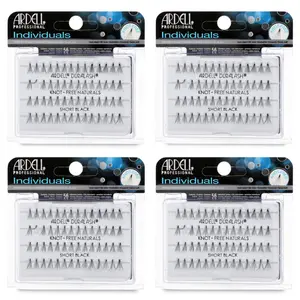 Ardell Individual False Eye Lashes - Short, Black, Natural Look DIY Lash Clusters, Easy Application for Eyelash Extension Effect, 4 Pack