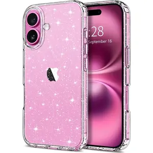 Case for Apple iPhone 17/16/15/14/13/12/11 Air/Plus/Pro Max - Cute Sparkly Glitter Clear Shockproof Phone Cover, Smartphone Accessories Protective Dustproof