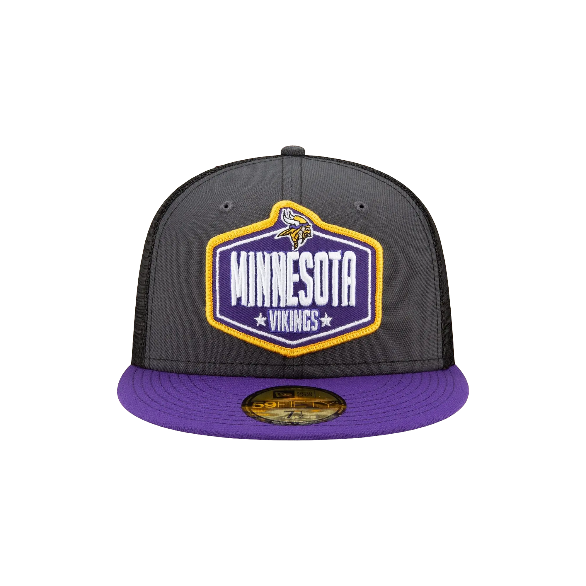 59FIFTY Minnesota Vikings 2021 Draft Fitted Hat "Graphite and Black / Purple - Brim" NE785