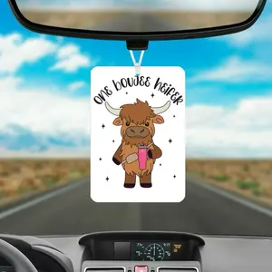 Highland Cow No Scent Air Freshener - One Boujee Heifer Design for Car Interior