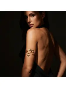 New Exquisite Starfish & Conch Open Metal Arm Cuff, Classic Fashion Sun Adjustable Bracelet