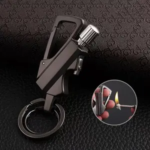 (Fuel Not included)3-in-1 Multifunctional Keychain ,BottleOpener, Waterproof Lighter, Refillable Lighter for Hiking Camping multiple key outdoor survival