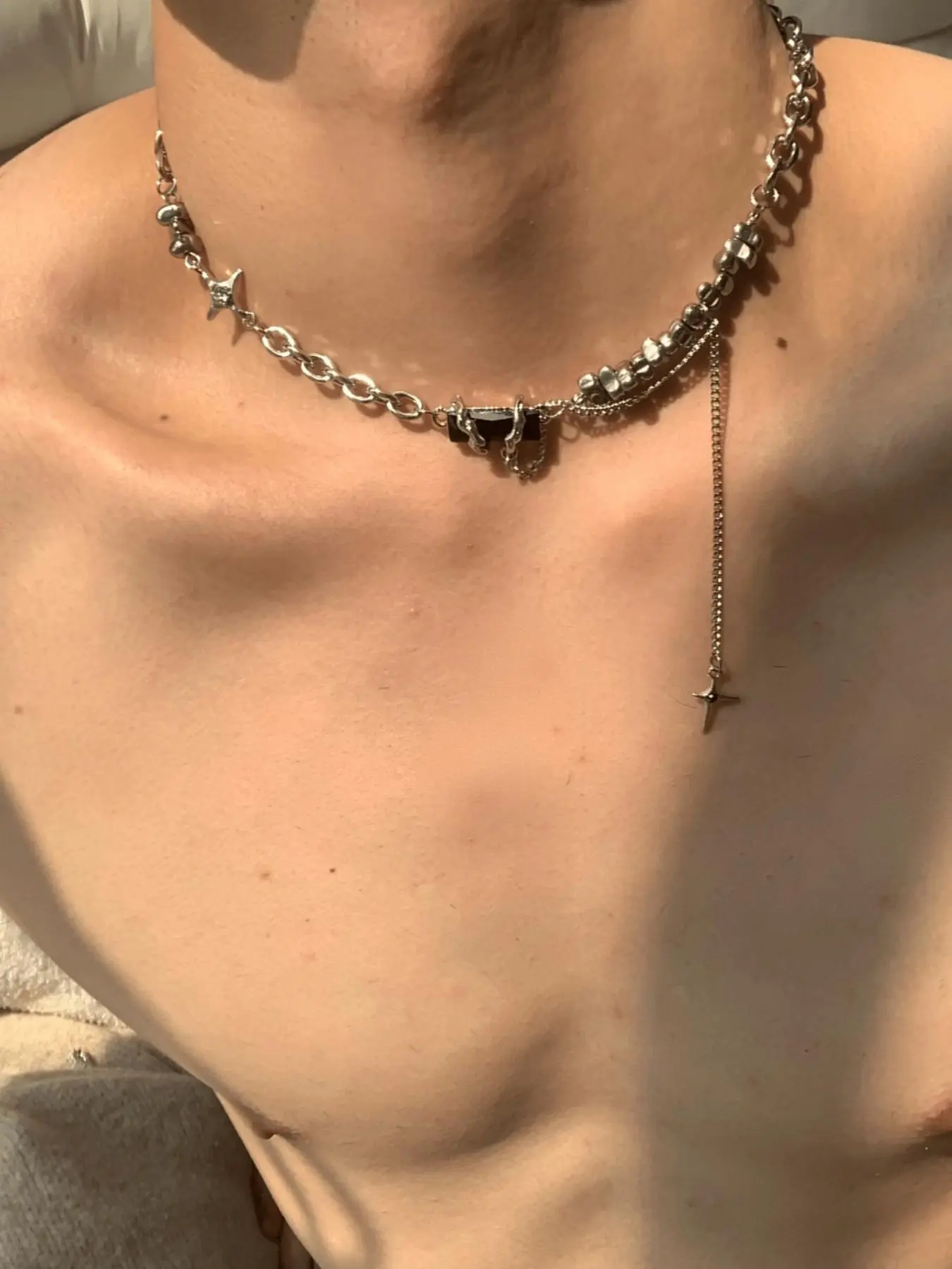 Street Style Star Design Stainless Steel Choker, Adjustable Strap Alloy Necklace for Men & Women, Fashion Jewelry, Fashion Modern Accessories for Party, Daily Decor, Trendy Exquisite Jewelry for Gift, Choker Necklaces, Adjustable Chain Jewelry