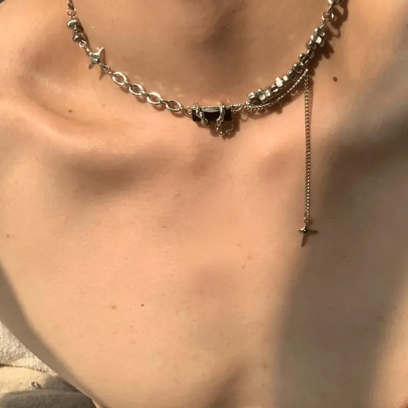 Street Style Star Design Stainless Steel Choker, Adjustable Strap Alloy Necklace for Men & Women, Fashion Jewelry, Fashion Modern Accessories for Party, Daily Decor, Trendy Exquisite Jewelry for Gift, Choker Necklaces, Adjustable Chain Jewelry