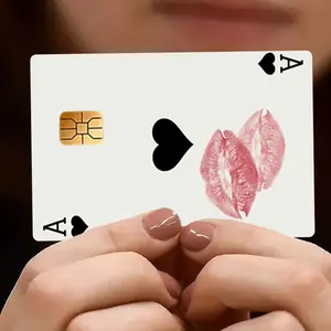 2pcs Ace of Spades Red Lip Kiss Mark Playing Card Credit Card Sticker,  Trendy Style PVC High Quality and Scratch-Resistant Card Sticker. Suitable for Credit Cards, Transit Cards, Debit Cards, Keys, and Other Uses. Card Skin, Protects Bank Cards