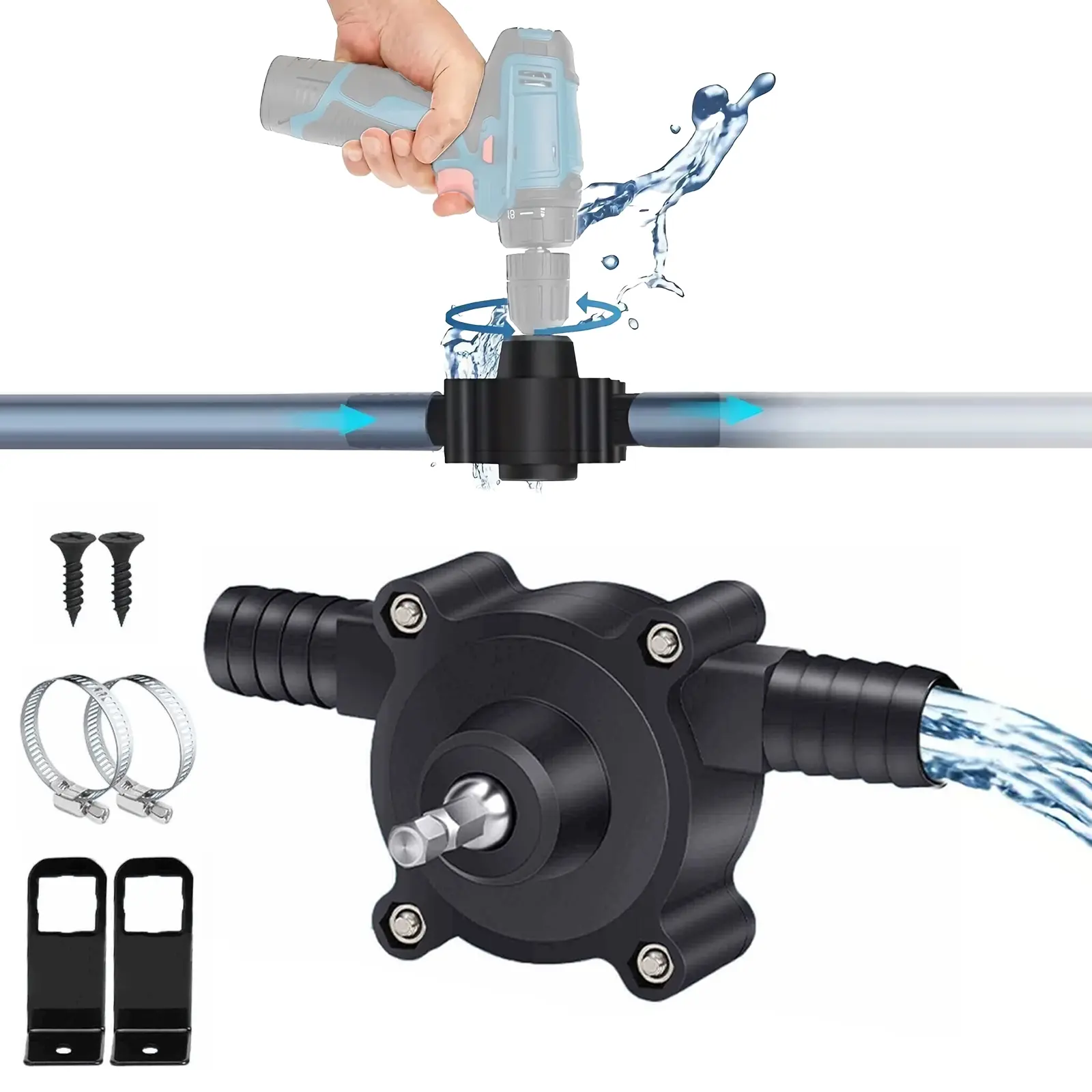 Portable Electric Drill Pump, Self-Priming Diesel, Oil and Water Liquid Transfer Pump, Mini Handheld Fuel Transfer Pump, Easy Setup Pump, Versatile Garden & Outdoor Tool for Daily Use