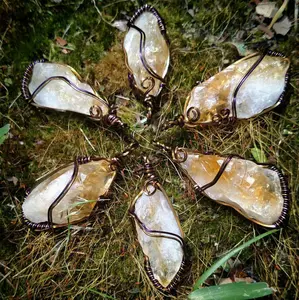 Wire Wrapped Citrine Pendant Necklace