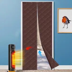 Thermal Door Curtain, Insulated Cover - Temporary, Durable Upgraded Oxford Cloth & Thicken  Fill, Soundproof and Windproof (Brown, Fits Size 36" x 82")