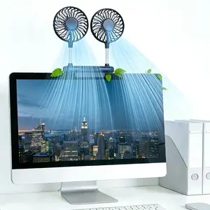 Desktop fan, monitor fan clip with 2 fan heads,3gear wind speed, office desk fan, USB powered cooling fan, quiet breeze, portable fan that does not take up space, suitable for laptops, games, homes, conferences, desktop computers