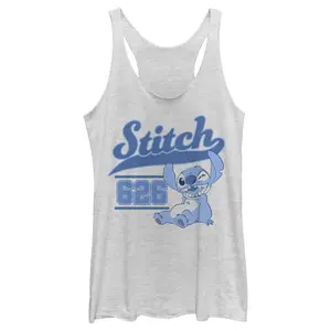 Women's Lilo & Stitch White Collegiate 626 Racerback Tank Top