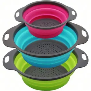 Collapsible Silicone Colander (Green) - Easy Storage, Ideal For Draining Pasta, Veggies & Fruits, Also Works As A Fruit/Berry Bowl, Must-Have For Campers