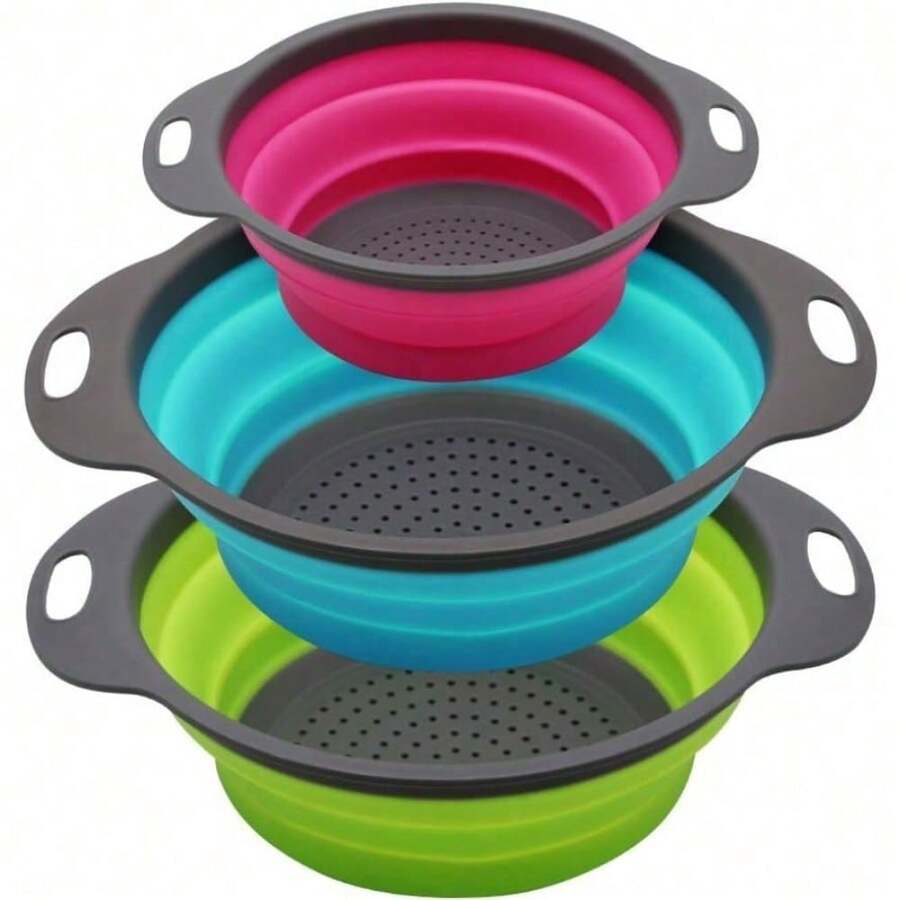 Collapsible Silicone Colander (Green) - Easy Storage, Ideal For Draining Pasta, Veggies & Fruits, Also Works As A Fruit/Berry Bowl, Must-Have For Campers