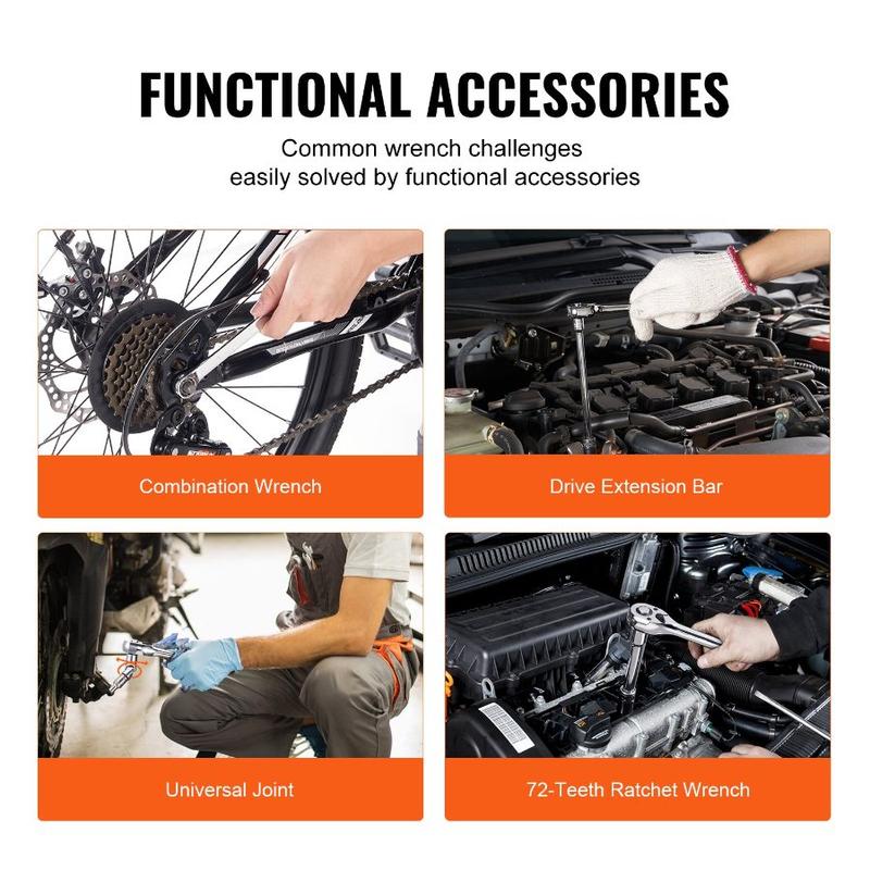 VEVOR Mechanics Tool Set and Socket Set, 1/4 3/8 1/2 Drive Deep and Standard Sockets, 205 Pcs SAE and Metric Mechanic Tool Kit with Bits, Combination Wrench, Hex Wrenches, Accessories, Storage CaseHoliday gifts