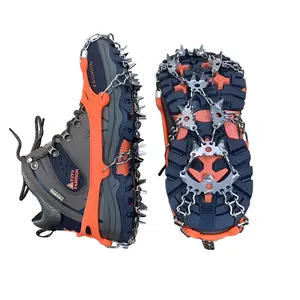 28/32 Teeth Lightweight Ice Cleats Anti-Slip Snow Grips for Winter Hiking & Commuting Orange Traction Cleats Unisex,Stainless,Steel,Snow,Spikes