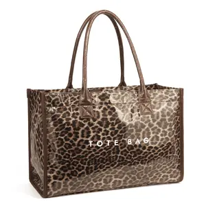 2026 Best-Selling Leopard Print PVC Tote Bag for Women, Large Capacity Double Handle Shoulder Handbag for Daily & Travel Use stylish