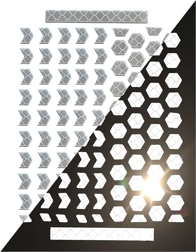 Reflective Stickers for Bikes & Helmets - High Intensity 720 Hex Reflective Decals (3 Sheets)