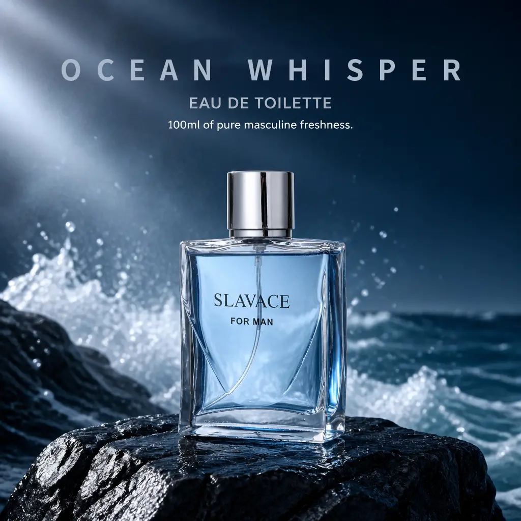 100ml Men Eau De Toilette, Grapefruit Lemon Mint Ginger Jasmine Sandalwood Cedar Fragrance, Fresh Ocean Aquatic Scent Fine Mist Spray, Square Blue Glass Bottle Perfume for Men Daily Dating Gift