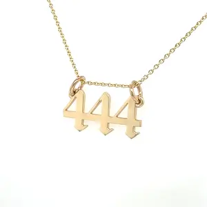 14k Yellow Gold Angel Number 444 Necklace | 18"