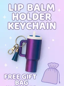 Cosmic Blueberry Glow Mini Tumbler Lip Balm Holder Keychain with Free Gift Bag Blue-Purple Silk 3D Printed Lightweight Durable Perfect for Everyday Use