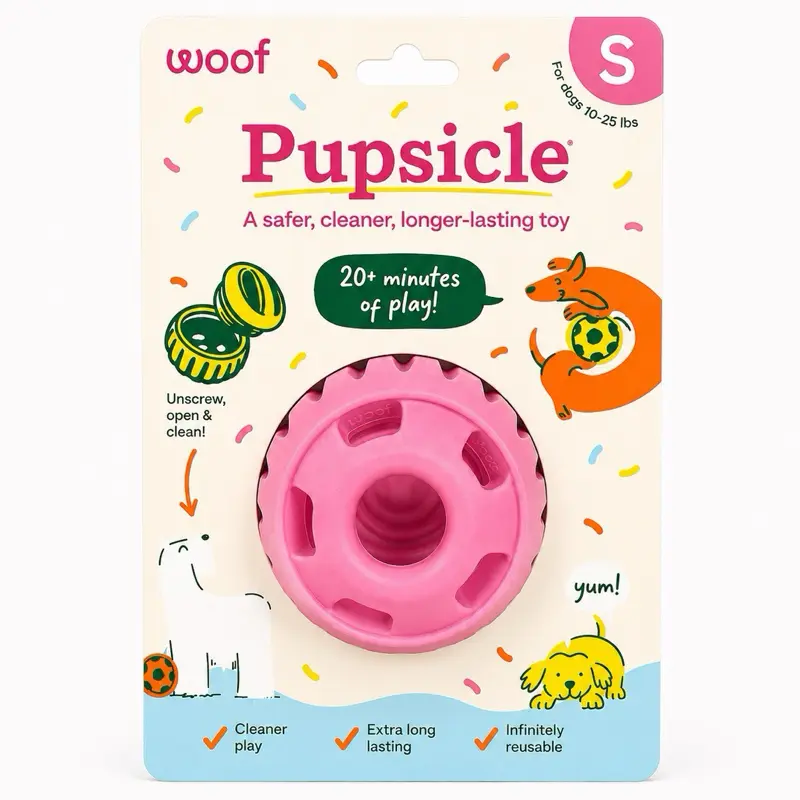Woof Pupsicle Power Chewer Toy for Dogs 10-25 lbs Cleaner Longer Lasting Reusable Dog Toy