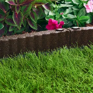 Expert Gardener 2' x 3" Black/ Brown/ Dark Gray Recycled Rubber Garden Border Landscape Edging - 8 Pack