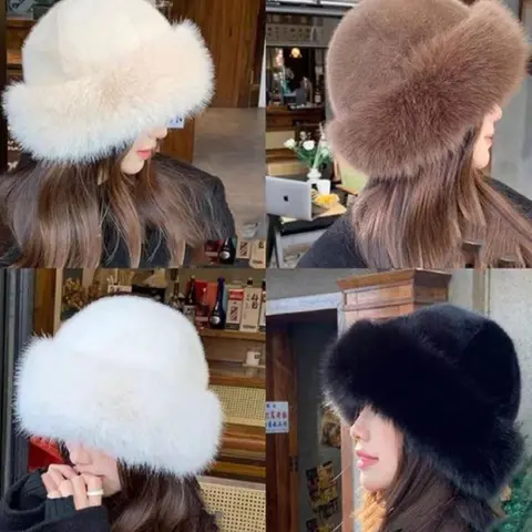 Women Winter Furry Hat, Warm Headwear, Solid Color Cute & Versatile, Thicker Design, Elegant Beanie, Thermal, Ski